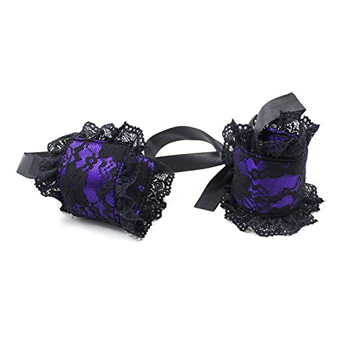 MOJOY Lace Restraints Bondage Kit/Set, Blindfold for Sex with Fetish SM Restraint Handcuffs and Flogger (Purple)