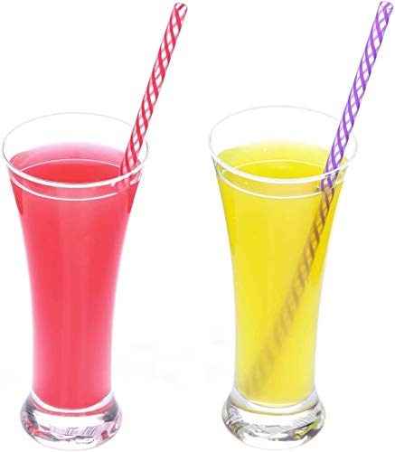 dakoufish 12 Stück 22,9 cm wiederverwendbar Kunststoff Dick Trinkhalme BPA-frei Mason Jar Trinkhalme transparent klein Streifen 6 Farben – Bild 7