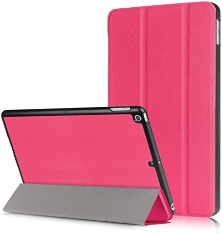 New iPad 2017 Case Utra Slim ipad Cover Lightweight Smart Shell Trifold Stand with Wake/Sleep Funtion PU Leather Protector for Apple iPad 9.7 Inch Tablet (rose pink)