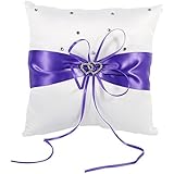 Yosoo 20cmÃ—20cm Bridal Wedding Pocket Ring Pillow Cushion Bearer with Double Hearts Decoration, Purple