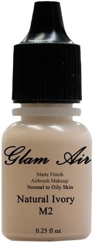 Glam Air Airbrush Makeup Foundation Water Based Matte M2 Natural Ivory (Ideal for Normal to Oily Skin) by Glamair