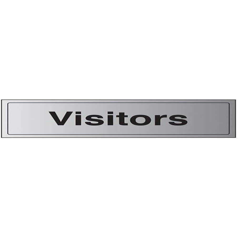 V Safety General Door-Visitors Sign - 300mm x 100mm - 3mm Brushed Alu Comp