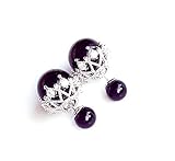 MISASHA Fashion Jewelry Black Faux Imitation Pearl Double Ball Earrings