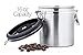 Chef's Star Stainless Steel Coffee Container Airtight with Built-in CO2 Gas Vent Valve and Date Tracking Wheel for Tea, Sugar and Cereal, 16 oz