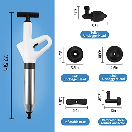 Toilet Plunger, Air Plunger for Clogged Toilet, High Pressure Air Drain