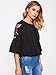Floerns Women's Floral Embroidery Loose Blouse Bell Sleeve Top Black Rose L