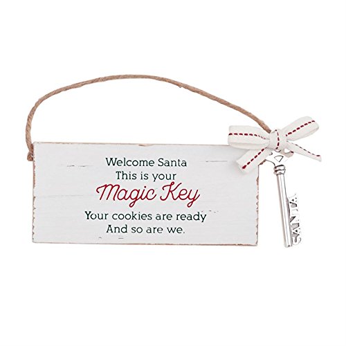 Mud Pie Decorative Plaque Wood Door Hanger Magic Santa Key Ornament Holiday Decoration (Welcome Santa)