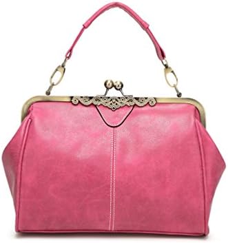 Lemontrip Ladies Designer Cross Over Shoulder Bags Purse Retro Handbags for Women - Pink