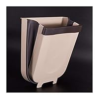 DZTZ Wall Mounted Folding Waste Bin,Hanging Trash Can, Bathroom Kitchen Garbage Bin Wall Mounted Trashcan for Bathroom Toilet Waste Storage Bucket (Coffee)