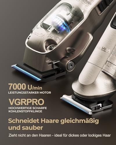 VGRPRO Professional Hair Trimmer for Men, Wireless Hair Clipper, Professional Hair Trimmer, Men's Hair Trimmer and Trimmer Set, Electric Trimmer for Men with Package Box (Silver)