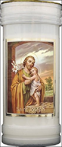 St. Joseph candle 72 hour burn Prayer Saint Catholic 15cm White