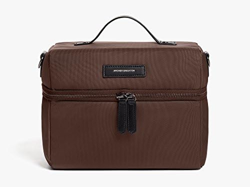 Archer Brighton Insulated Lunch Cooler Bag, Adult Men’s Professional Leather Canvas Lunch Box for Office, Travel &amp; Picnics - Waterproof with Adjustable Crossbody Shoulder Strap (Brown)