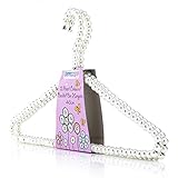HANGERWORLD Pack of 2 Premium Metal Elegant Clothes Hangers Covered In Pearl Beads - 15.7 Inches