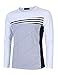 Men's Casual Slim Fit Contrast Block Stitching Striped Crew Neck Long Sleeve T shirt (L, white)
