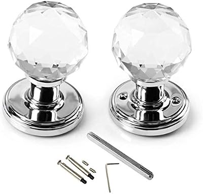 VIRILL 65mm Crystal Glass Door Knob Set for Interior Doors - One Pair