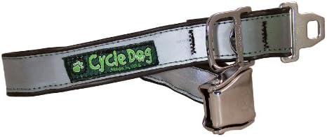 Bottle Opener Recycled Dog Collar with Seatbelt Metal Buckle, Silver Max Reflective, Large