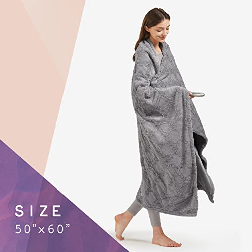 Hyde Lane Luxury Faux Fur Heated Throw Blanket 50x60 Soft Gray Mink and Reverse Electric