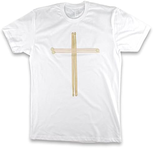 Aprojes Drumsticks Worship Christian T-Shirt for Men (XL, White)