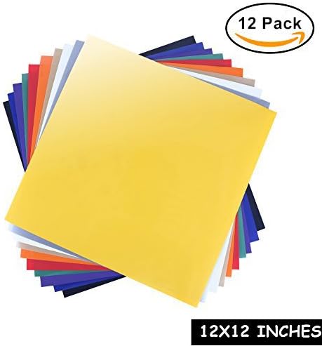 12PC Color Iron on Heat Transfer Vinyl Sheets Easy Weed HTV for T Shirts, Hats, Clothing, good for for Silhouette Cameo, Cricut or Heat Press Machine Tool