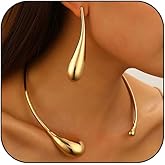 MSSIEJEW Gold Choker Necklaces Earrings Set Chunky Gold Necklace for Women Hoop Earrings Necklace Set Statement Necklace Earrings Set Jewelry for Women