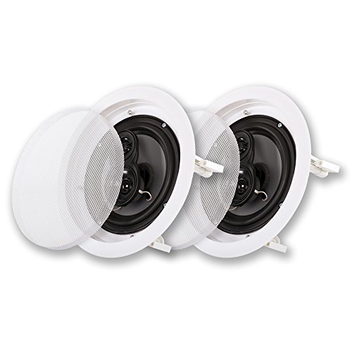 Acoustic Audio by Goldwood Surround 3-Way Design Home Speaker Set of 2 White (CSic63)