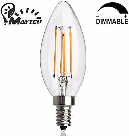 LED Filament Bulbs,YingCom Dimmable Candle LED Light 4W C35 220 Lumens E12 Bulbs 2700K