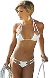 PEGGYNCO Womens White Scooped Open-Tri 2-Pieces Hot Bikini