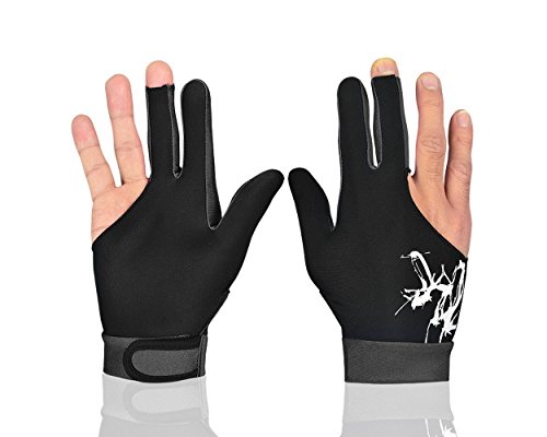 Ace Select Billiard Pool Cue Glove 1 Piece, 3 Fingers Elastic Lycra Stretchable Snooker Glove - Gray