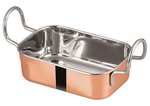 WInco DDSB-203C, 5' x 3-3/8' Stainless Steel Copper Plated Mini Roasting Pan, Griddle, Frying Pan, Sauce Cup