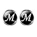 JIAYIQI M-Letter Round Crystal Gem Cufflinks for Men Business Shirt Fine Accessory