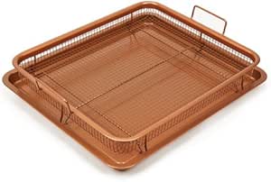 Copper Chef Nonstick Copper Crisper Pan, 12 x 18 Inch Deluxe, 2-Piece Set, Copper