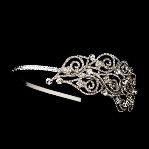 Moina Antique Silver Side Accented Wedding Bridal Tiara Headband
