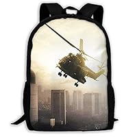 Travel Laptop Backpack for Women Men Casual Backpack Helicopters Above City, Anti Theft Daypack Computer Bag, Water Resistant College School Bag Fits 15.8 Inch Notebook