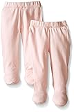 Burt's Bees Baby Baby Girls' 2 pack Footed Pant w /Elastic - Solid Blossom