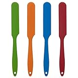 Docik 4 Piece Silicone Jar Spatulas Set, Heat-Resistant Non-Stick Silicone Rubber Butter Cake Cream Spatulas Mixing Batter Baking Scrapers, Seamless Design