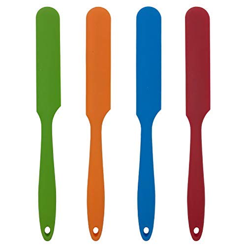 Docik 4 Piece Silicone Jar Spatulas Set, Heat-Resistant Non-Stick Silicone Rubber Butter Cake Cream Spatulas Mixing Batter Baking Scrapers, Seamless Design