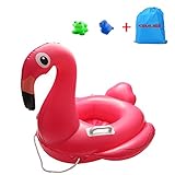 Kemuse Inflatable Flamingo Baby Pool Float Swimming Ring For Age 6-48 Months With Bath Toys & Storage Bag
