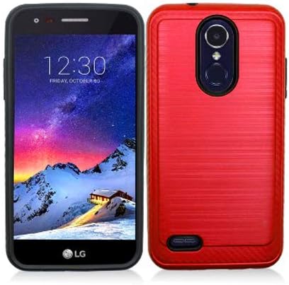 Phone Case for LG Rebel 4, Rebel-2 (Tracfone), Aristo-2 Plus, Fortune 2, Phoenix 4, Phoenix-3 Brush Dual-Layered Cover (Brush Red)
