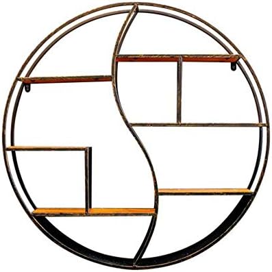Genven Modern Design Bookcase Vintage Round Shelf Storage rack Wall hanging Wall decoration Pendant Creativity living room bedroom art 4 sizes, 3 styles available (Size : Wheels-51 * 12cm)