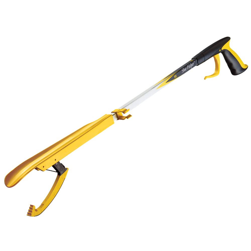 Helping Hand Company 32”/81cm Easy Shoe Helper Tool. Long Handled Shoe Horn Combined with Reacher Grabber Stick. Dressing Aids for Elderly, Disabled, Pregnant, Limited Movement