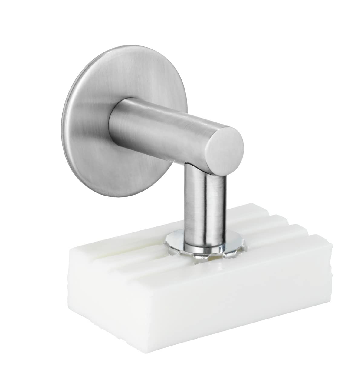 WENKO Stainless Steel Shiny Soap Holder with Magnet and Turbo-Loc Wall Mount for Gluing, Silver matt, 4,5 x 4 x 7 cm