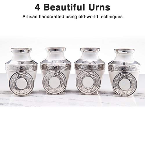 Adera Dreams Small Urns for Human Ashes Keepsake Set of 4 in Pearl