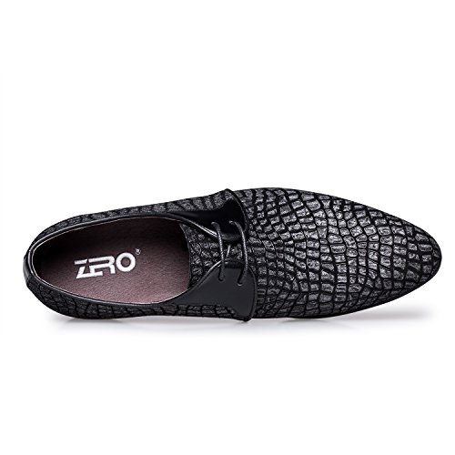 ZRO Men's Pointed Toe Suede Leather Dress Shoes Casual Oxford BLACK US