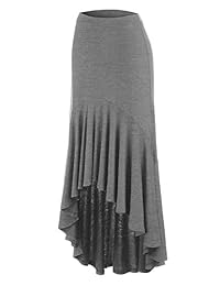 MBJ Falda maxi, alta, asimétrica, con pliegues bajos, fabricada en EE. UU., Para dama