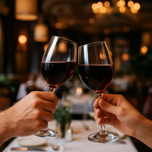 Taça de Vinho Luxo 330ml – Conjunto com 6 Unidades | Vidro Fino e Resistente | Ideal para Vinhos Tintos e Brancos | Sofisticação para Jantares e Eventos Elegantes (330, Millilitros)