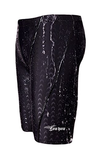 WUAMBO Swimwear Men's Swim Jammer Shorts Black US S= Asian Tag XL(Waist:29"-31")