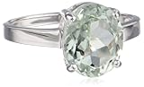 Sterling Silver Oval Green Amethyst Ring, Size 7