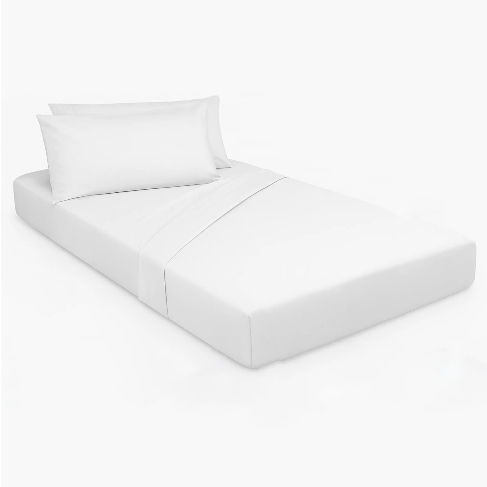 Photo 1 of Cottingon 33"x75" Cot Sheet and Pillow Case 4 Piece Set, 100% Egyptain Cotton Soft Bedding Perfect for Rollaway, Folding, Guest Bed Frame, Fits Upto 7" Deep Mattress, White Solid