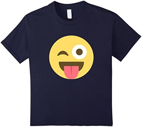 Kids Face Emoticon Tongue Out Emoji with Winking Eye T-shirt 6 Navy