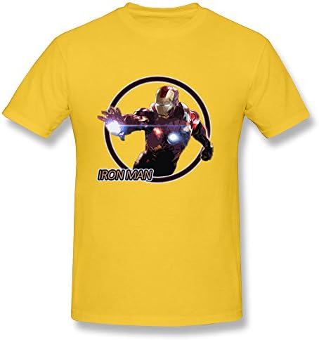 BOAIS Customized The Avengers Tony Stark Iron Man T Shirt For Man Yellow